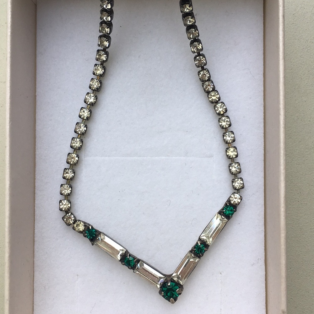 Vintage Necklace With Green Emeralds